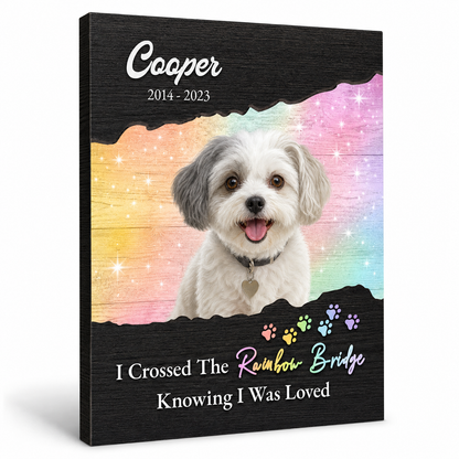 Personalized Dog Photo Memorial Wall Canvas Rainbow Bridge Pet Loss Gift - Image 1