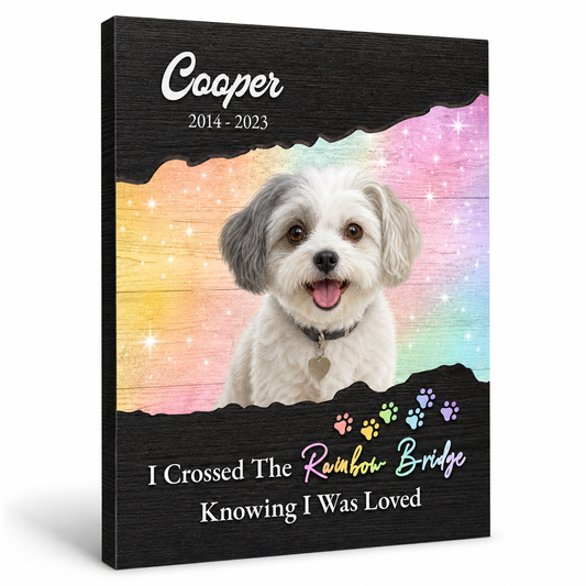Personalized Dog Photo Memorial Wall Canvas Rainbow Bridge Pet Loss Gift - Image 1