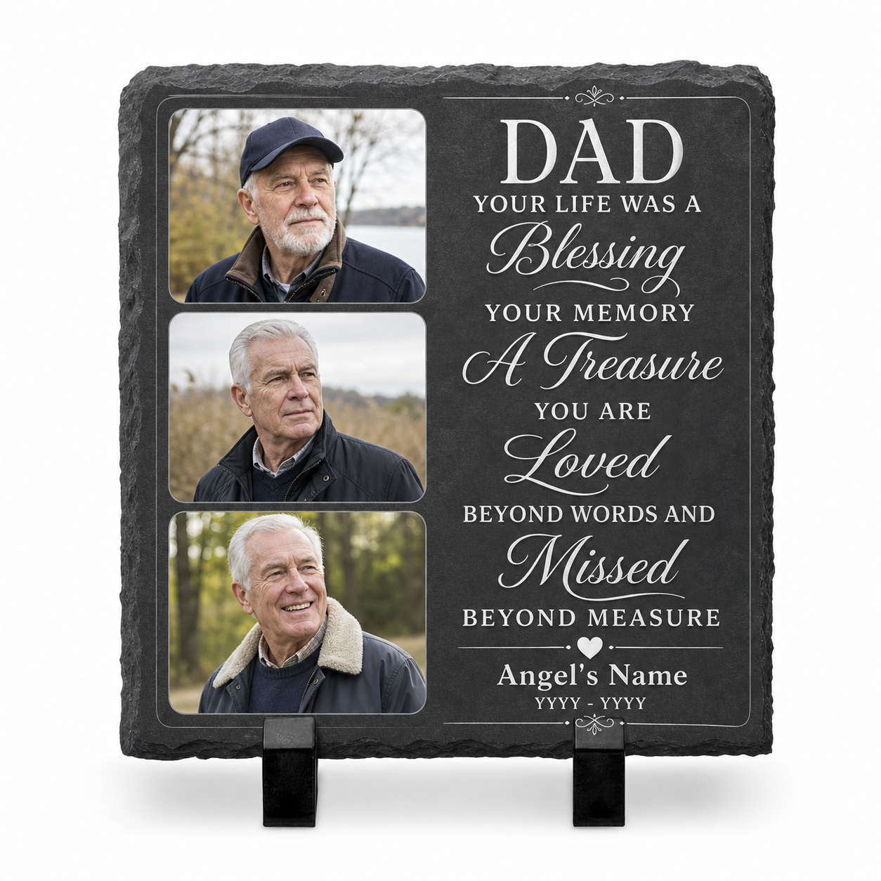 Personalized Dad Memorial Photo Slate Garden Stone, Father Remembrance Gift - Image 1 | VNMGSREPR1-6IN-EHIEU_AI_0433 VNMGSREPR1-8IN-EHIEU_AI_0433
