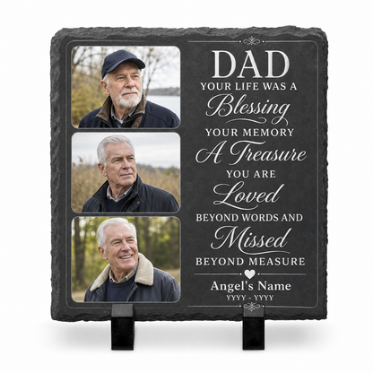 Personalized Dad Memorial Photo Slate Garden Stone, Father Remembrance Gift - Image 1 | VNMGSREPR1-6IN-EHIEU_AI_0433 VNMGSREPR1-8IN-EHIEU_AI_0433