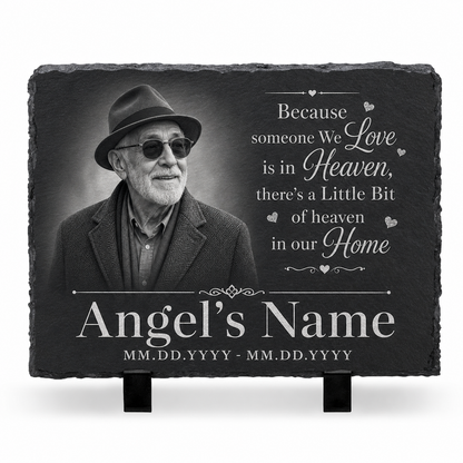 Personalized Memorial Slate Stone Plaque with Photo – Custom Sympathy Gift for Loved One - Image 1 | VNMGSREPR1-6IN-EHIEU_AI_0467 VNMGSREPR1-8IN-EHIEU_AI_0467