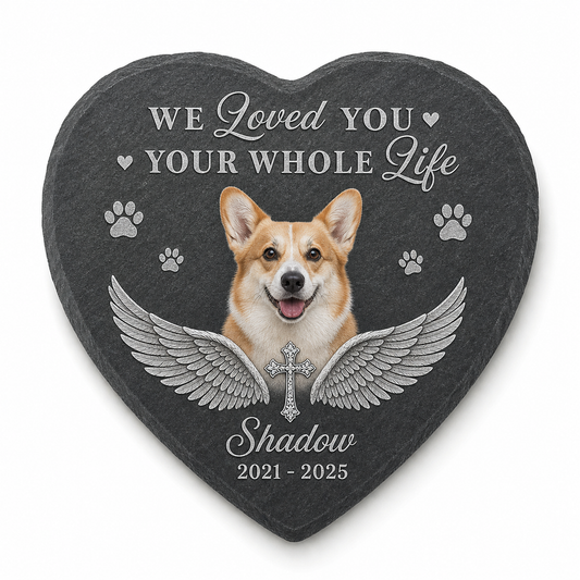 Personalized Pet Memorial Heart Shaped Garden Stone with Photo – Dog Loss Gift - Image 1
