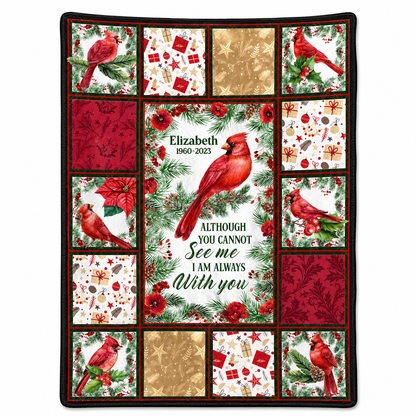 Personalized Cardinal Memorial Fleece Blanket - Christmas Sympathy Gift for Loss of Loved One - Image 1