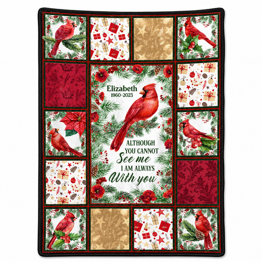 Personalized Cardinal Memorial Fleece Blanket - Christmas Sympathy Gift for Loss of Loved One - Image 1