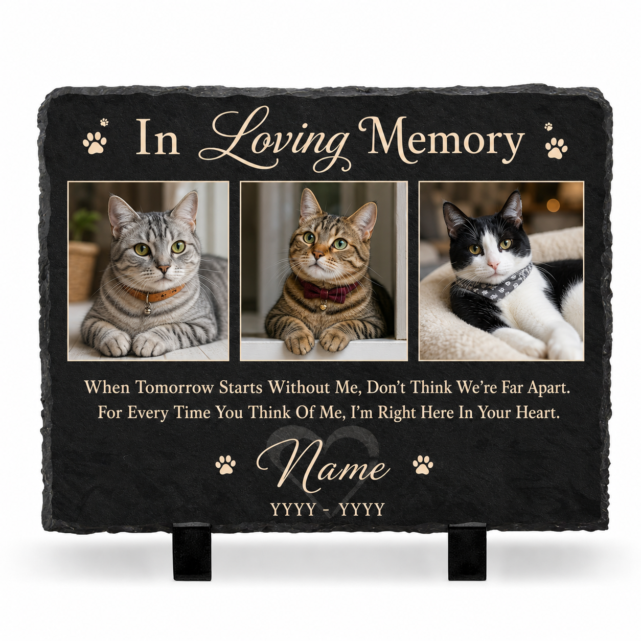Personalized Cat Memorial Slate Plaque – Pet Loss Keepsake Stone with Photos - Image 1 | VNMGSREPR1-6IN-EHIEU_AI_0465 VNMGSREPR1-8IN-EHIEU_AI_0465