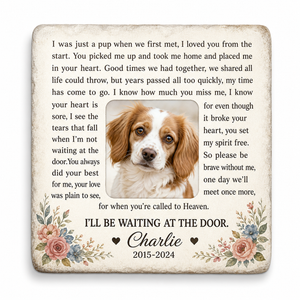 Personalized Dog Memorial Garden Stone – I Will Be Waiting at the Door Gift - Image 1
