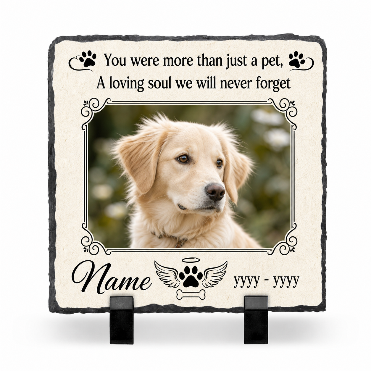Personalized Pet Memorial Garden Stone – Custom Photo Slate Dog Loss Keepsake - Image 1 | VNMGSREPR1-6IN-EHIEU_AI_0451 VNMGSREPR1-8IN-EHIEU_AI_0451