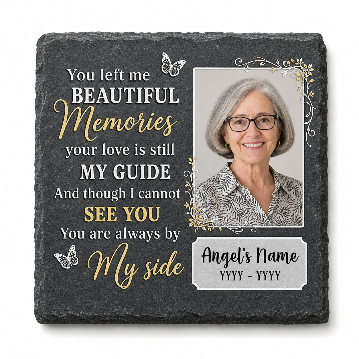 Personalized Memorial Photo Garden Stone for Loss of Mother, Sympathy Gift - Image 1 | VNMGSREPR1-6IN-EHIEU_AI_0460 VNMGSREPR1-8IN-EHIEU_AI_0460