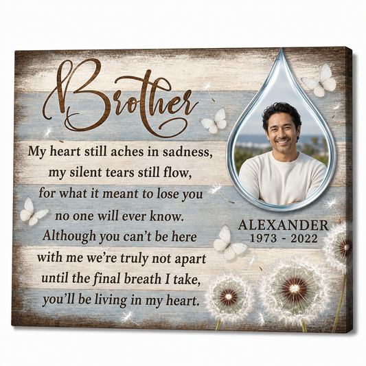 Personalized Brother Memorial Wall Canvas, Loss of Brother Remembrance Gift, Brother in Heaven - Image 1