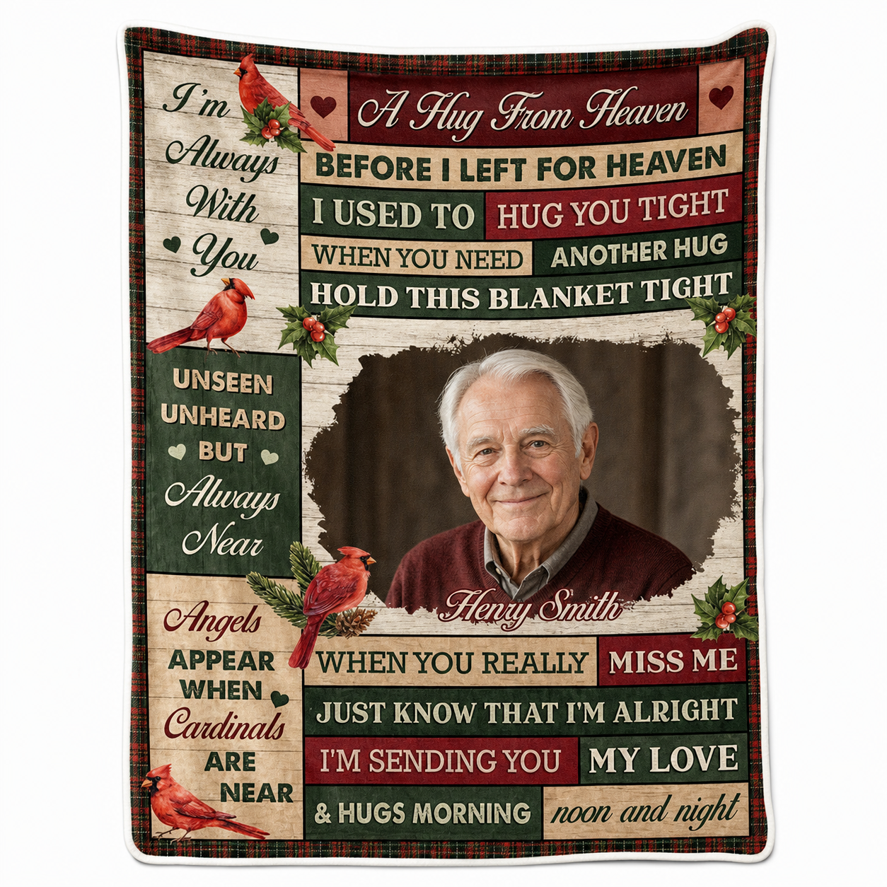Personalized Cardinal Memorial Photo Fleece Blanket - Sympathy Gift for Loss of Loved One - Image 1