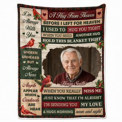 Personalized Cardinal Memorial Photo Fleece Blanket - Sympathy Gift for Loss of Loved One - Image 1