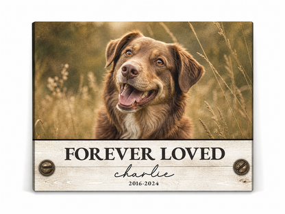 Personalized Pet Memorial Wall Canvas Custom Dog Photo Memorial Sign Forever Loved - Image 1