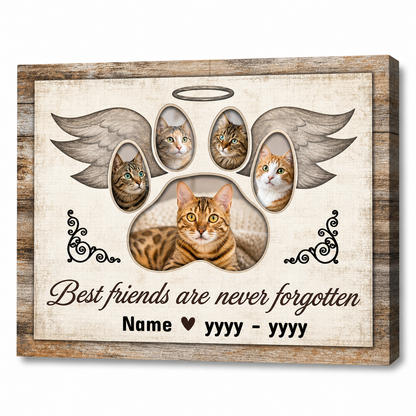 Personalized Cat Memorial Photo Collage Canvas Wall Art – Custom Pet Loss Gift - Image 1