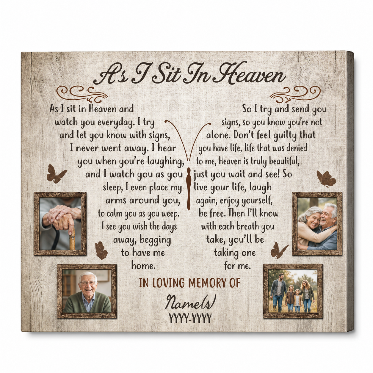 Personalized Memorial Wall Canvas As I Sit In Heaven Sympathy Gift For Loss Of Loved One - Image 1
