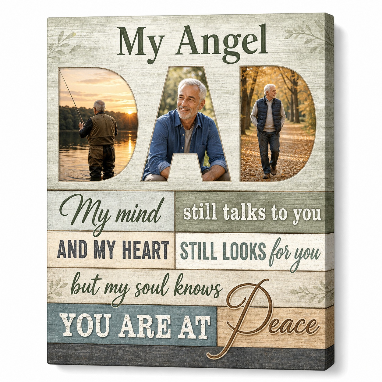 Personalized Dad Angel Memorial Canvas Photo Print for Loss of Father - Image 1