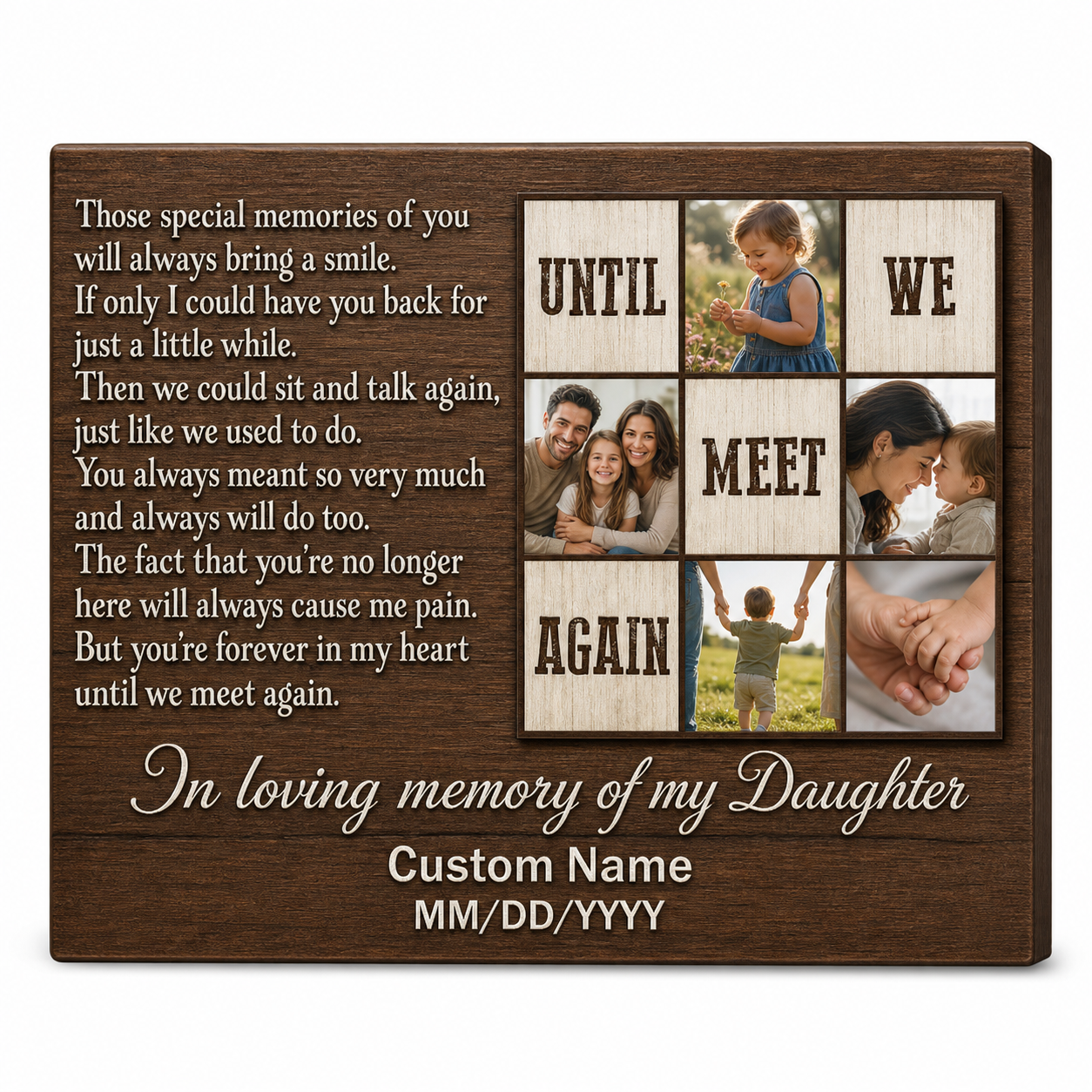 Personalized Daughter Memorial Wall Canvas In Loving Memory Remembrance Sympathy Keepsake Gift - Image 1