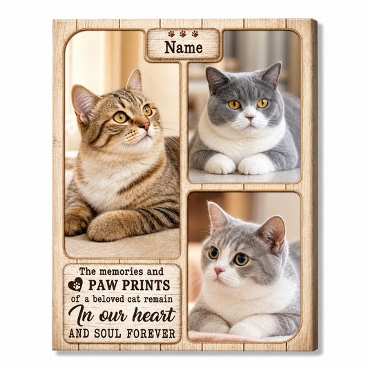 Personalized Cat Memorial Photo Collage Wall Canvas – Custom Cat Loss Gift - Image 1