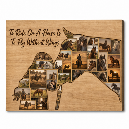 Personalized Horse Photo Collage Canvas Wall Art Custom Equestrian Gift for Horse Lovers - Image 1