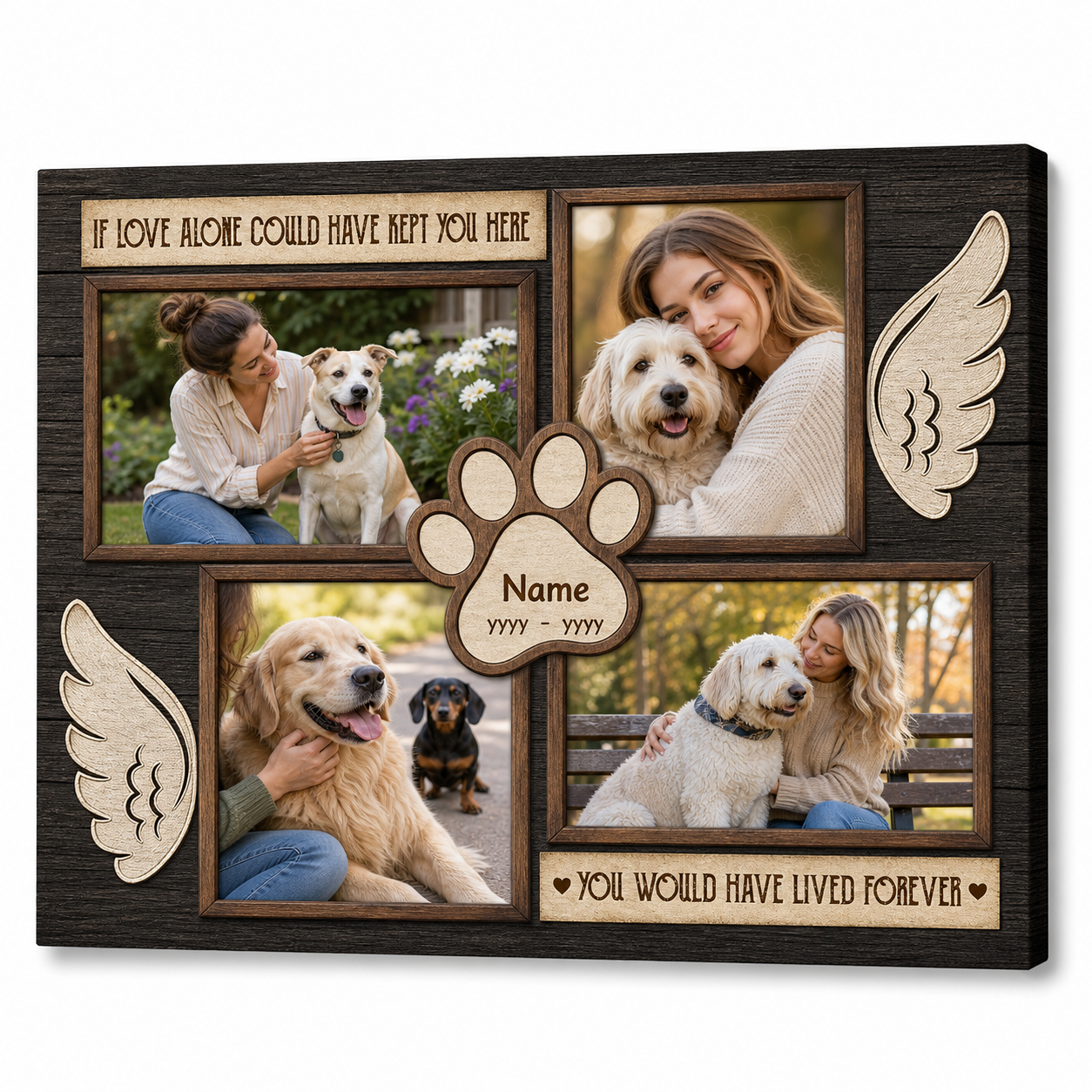 Personalized Pet Memorial Photo Collage Canvas Wall Art Dog Lovers Sympathy Gift - Image 1