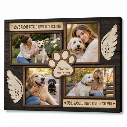 Personalized Pet Memorial Photo Collage Canvas Wall Art Dog Lovers Sympathy Gift - Image 1