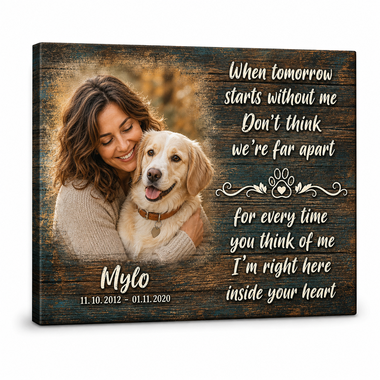 Personalized Dog Memorial Wall Canvas – Custom Pet Loss Gift With Photo - Image 1