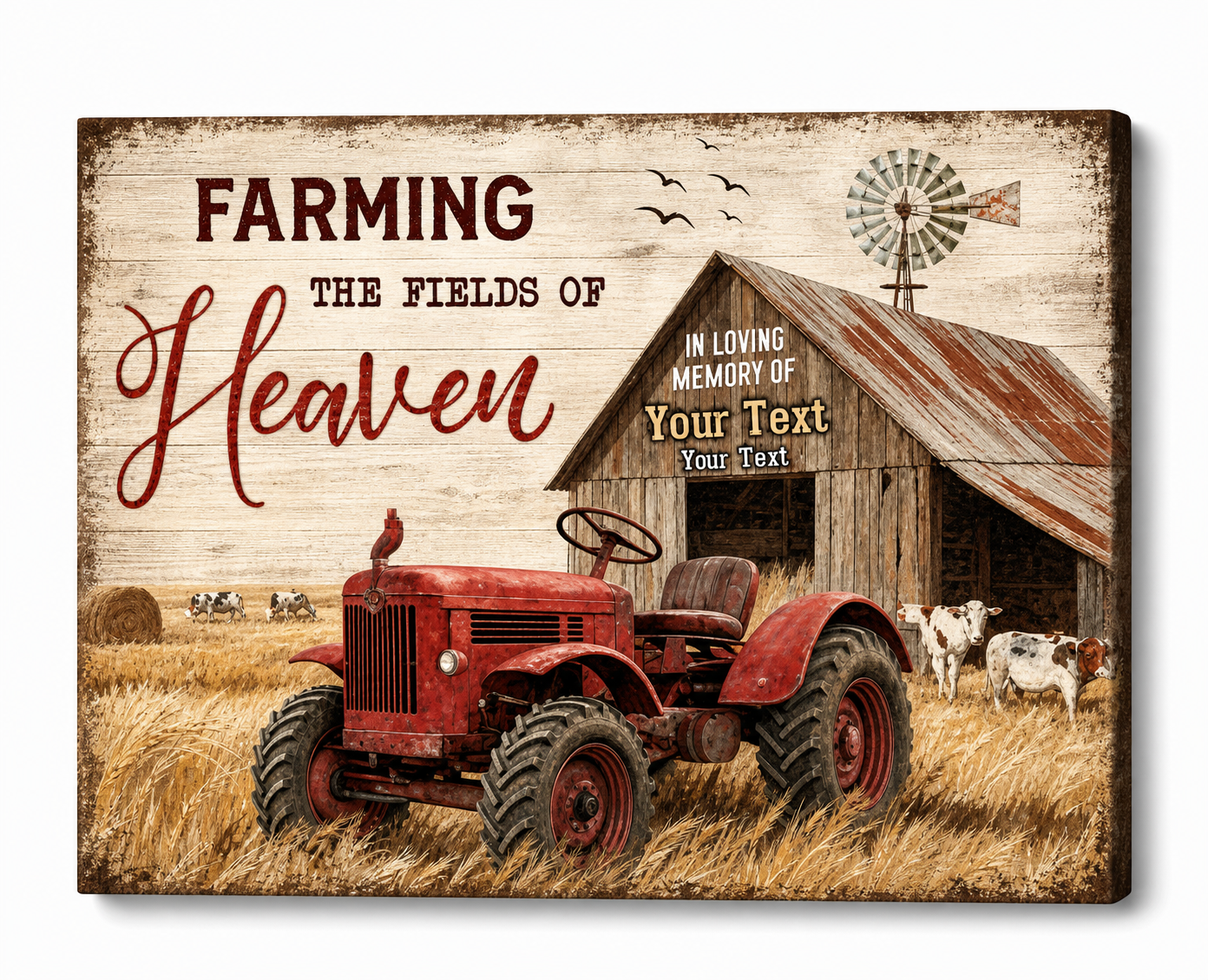 Personalized Farming The Fields Of Heaven Memorial Wall Canvas For Loss Of Farmer Loved One - Image 1