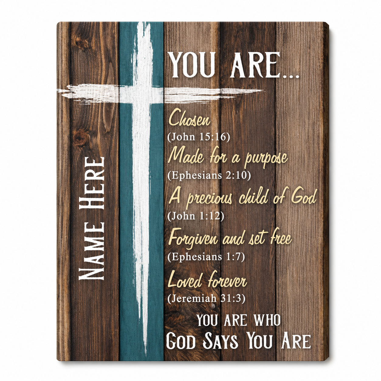 Personalized God Says You Are Christian Wall Canvas Bible Verse Gift for Women - Image 1