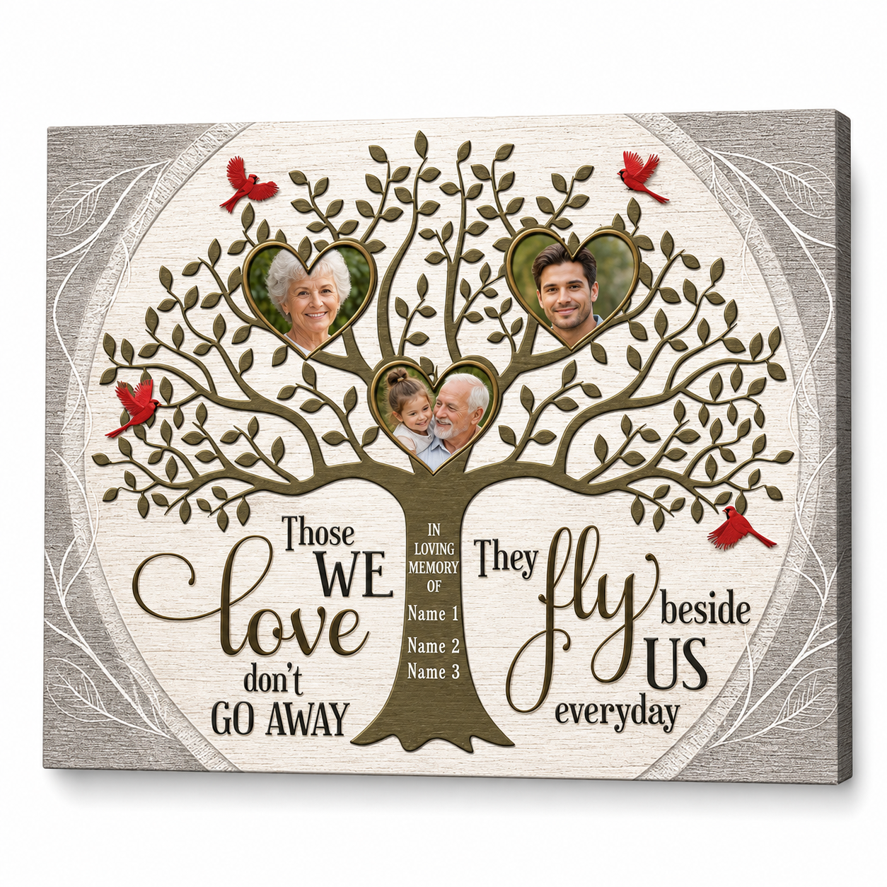Personalized Memorial Family Tree Wall Canvas with Photos, In Loving Memory Sympathy Gift - Image 1