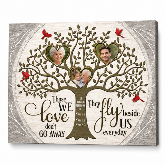 Personalized Memorial Family Tree Wall Canvas with Photos, In Loving Memory Sympathy Gift - Image 1
