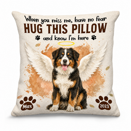 Personalized Pet Memorial Pillow with Photo - Angel Wings Dog Memorial Sympathy Gift for Pet Owners - Image 1
