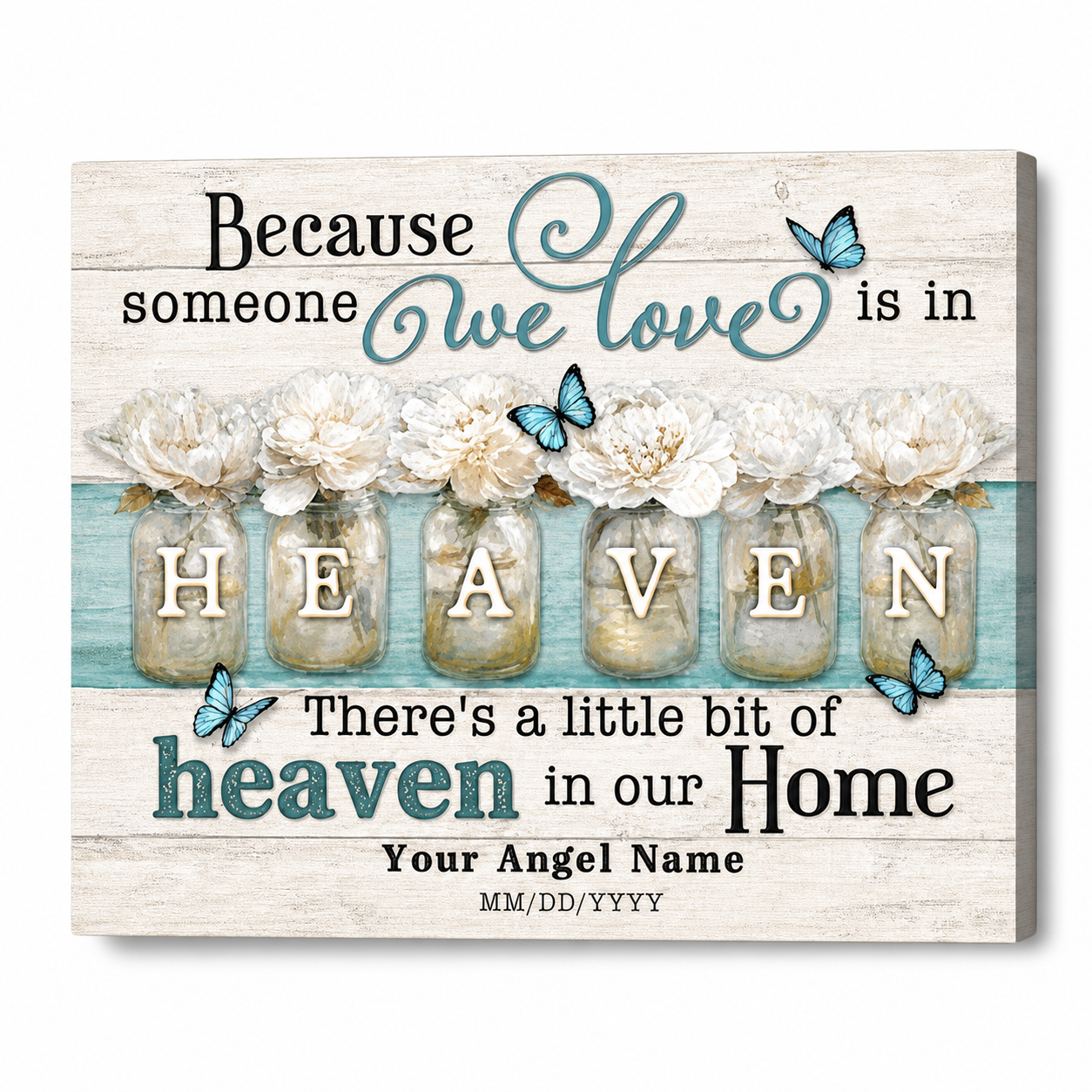 Personalized Memorial Angel Heaven Canvas Wall Art – Custom Name & Years - Image 1