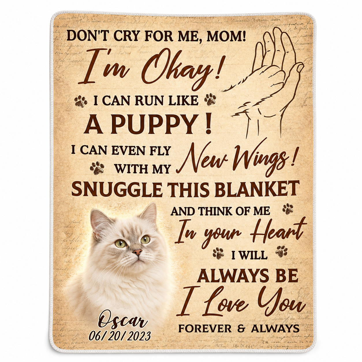 Personalized Cat Memorial Photo Fleece Blanket - Pet Loss Sympathy Gift for Cat Moms - Image 1