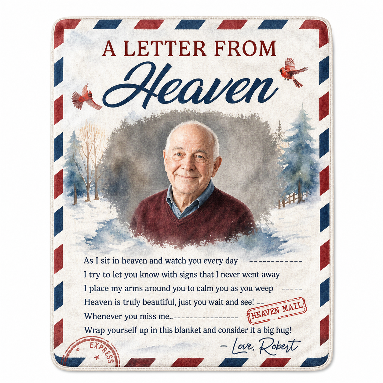 Personalized Photo A Letter From Heaven Memorial Fleece Blanket, Sympathy Gift for Loss of Loved One - Image 1