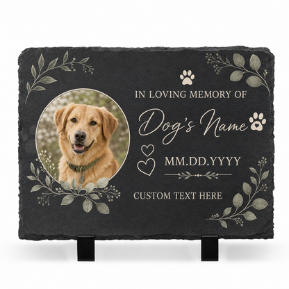 Personalized Pet Memorial Slate Plaque with Photo, Dog Remembrance Garden Stone - Image 1 | VNMGSREPR1-6IN-EHIEU_AI_0436 VNMGSREPR1-8IN-EHIEU_AI_0436