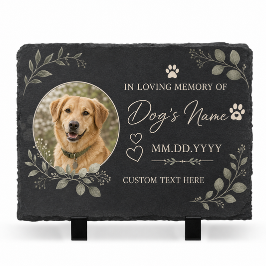 Personalized Pet Memorial Slate Plaque with Photo, Dog Remembrance Garden Stone - Image 1