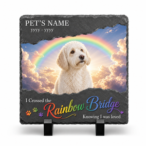 Personalized Rainbow Bridge Dog Memorial Slate Stone – Pet Loss Sympathy Gift - Image 1