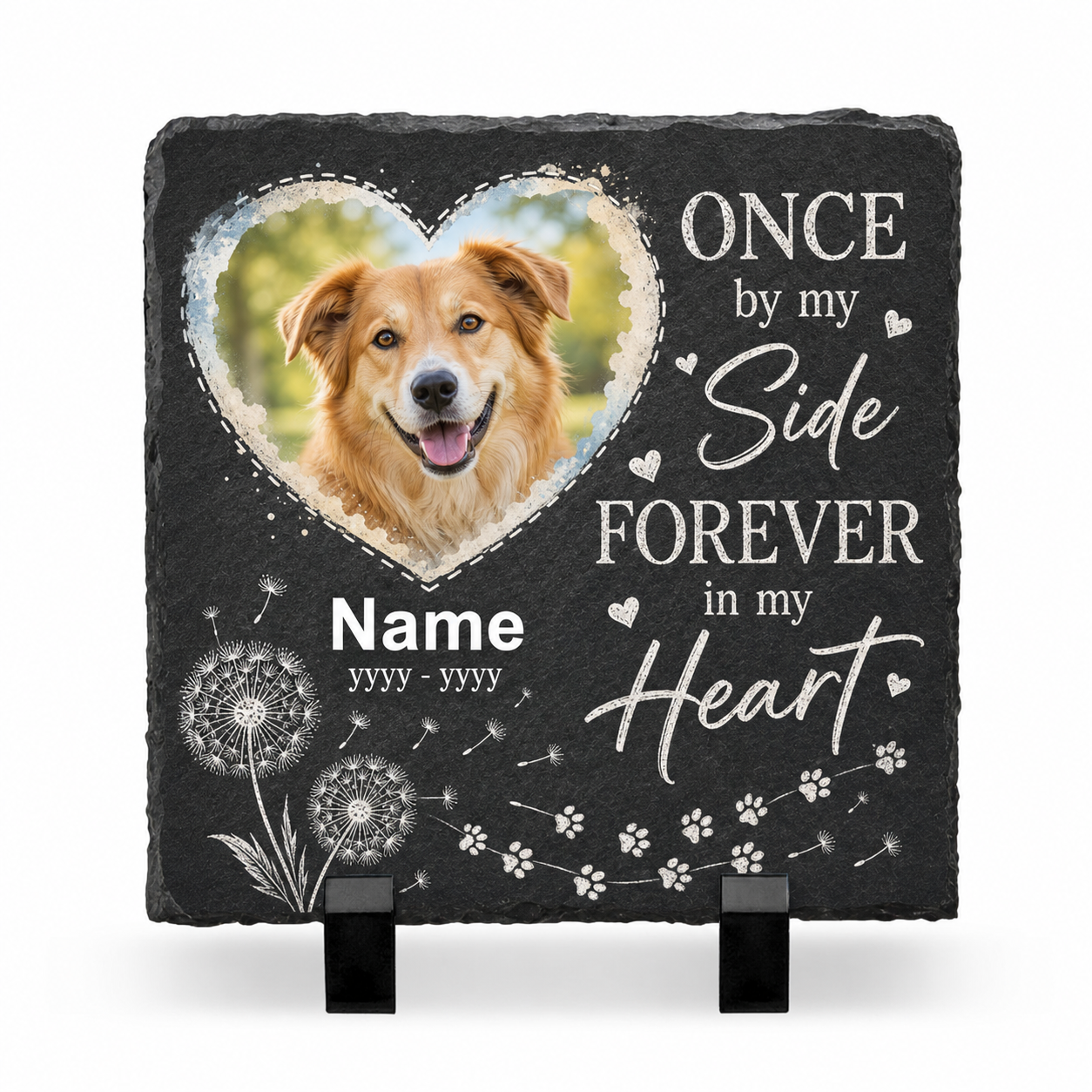 Personalized Dog Memorial Photo Rock Slate Garden Stone – Pet Loss Gift - Image 1 | VNMGSREPR1-6IN-EHIEU_AI_0453 VNMGSREPR1-8IN-EHIEU_AI_0453