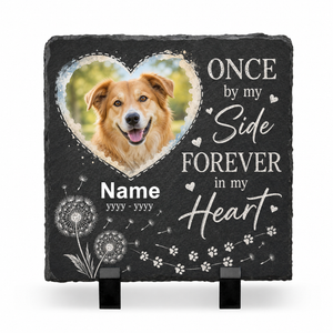 Personalized Dog Memorial Photo Rock Slate Garden Stone – Pet Loss Gift - Image 1