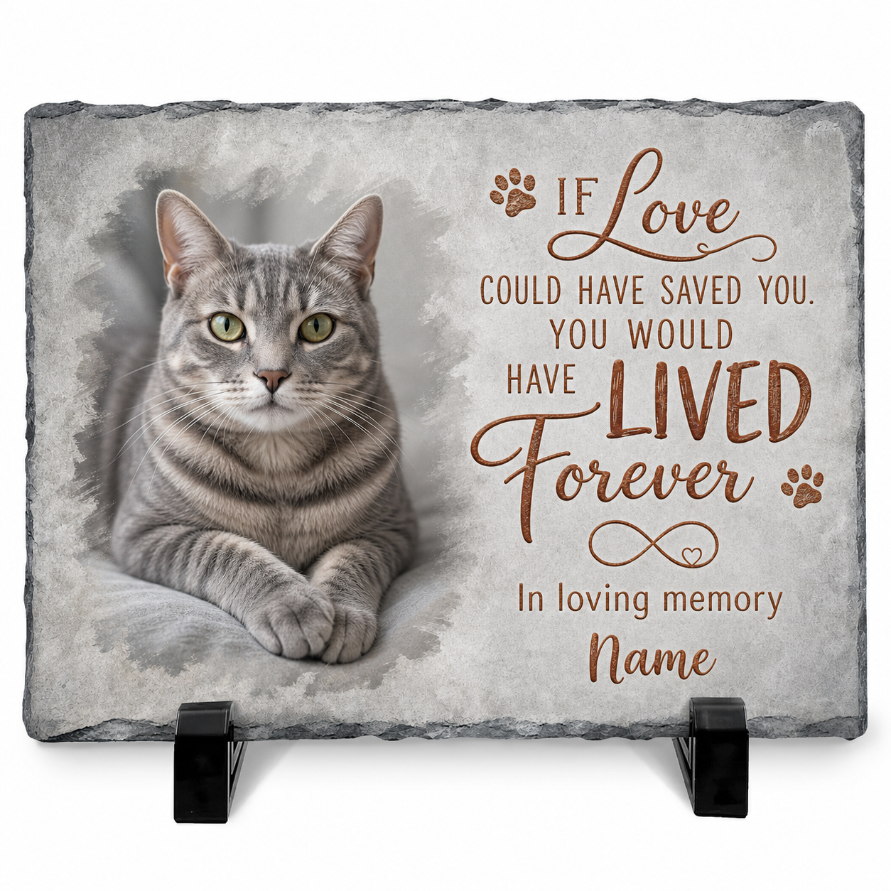 Personalized Cat Memorial Slate Plaque – Pet Loss Sympathy Garden Stone Gift - Image 1 | VNMGSREPR1-6IN-EHIEU_AI_0474 VNMGSREPR1-8IN-EHIEU_AI_0474