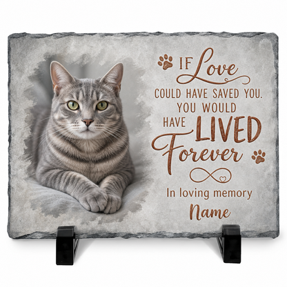 Personalized Cat Memorial Slate Plaque – Pet Loss Sympathy Garden Stone Gift - Image 1 | VNMGSREPR1-6IN-EHIEU_AI_0474 VNMGSREPR1-8IN-EHIEU_AI_0474
