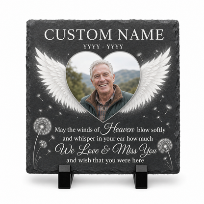 Personalized Memorial Garden Stone Slate Plaque with Photo – Gift for Loss of Loved One - Image 1 | VNMGSREPR1-6IN-EHIEU_AI_0466 VNMGSREPR1-8IN-EHIEU_AI_0466