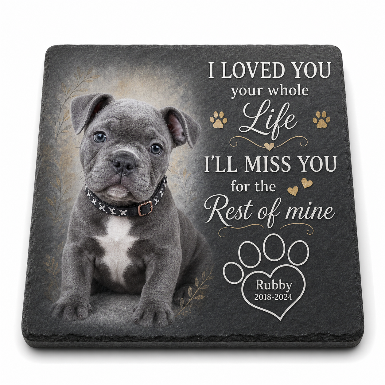 Personalized Pet Memorial Garden Stone – Custom Dog Photo Plaque for Pet Loss - Image 1 | VNMGSREPR1-6IN-EHIEU_AI_0407 VNMGSREPR1-8IN-EHIEU_AI_0407