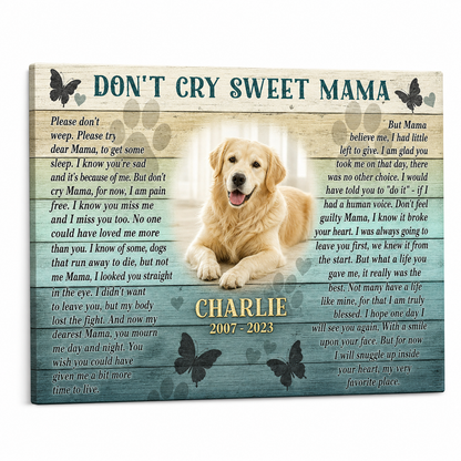 Personalized Dog Memorial Wall Canvas, Custom Pet Photo Sympathy Gift for Loss of a Dog Mom - Image 1