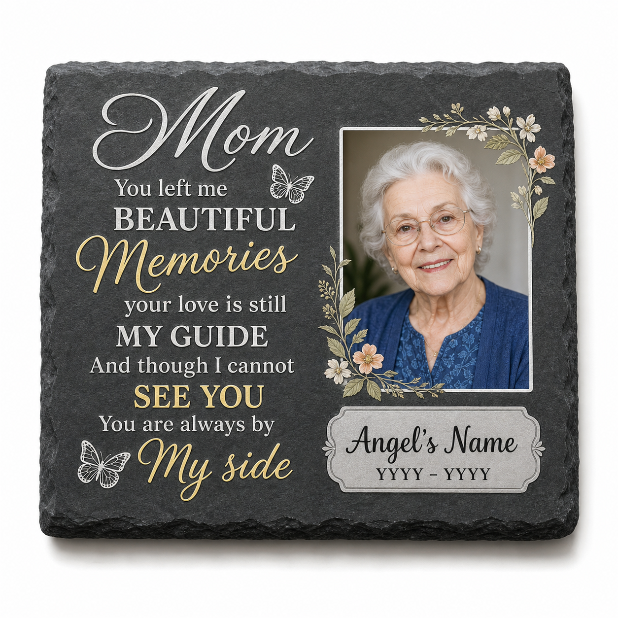 Personalized Mom Memorial Garden Stone with Photo, Sympathy Gift Loss of Mother - Image 1 | VNMGSREPR1-6IN-EHIEU_AI_0461 VNMGSREPR1-8IN-EHIEU_AI_0461
