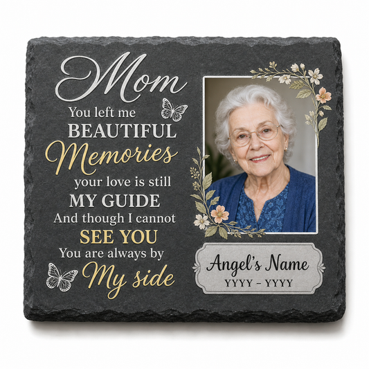 Personalized Mom Memorial Garden Stone with Photo, Sympathy Gift Loss of Mother - Image 1