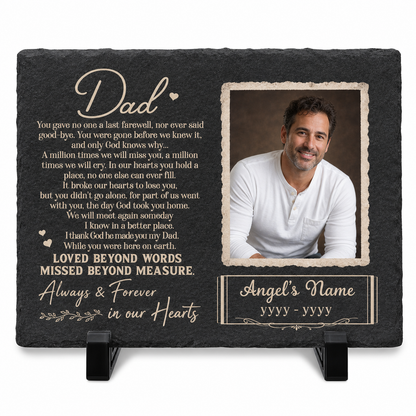 Personalized Dad Memorial Garden Stone – Rectangle Slate Gift for Loss of Father - Image 1 | VNMGSREPR1-6IN-EHIEU_AI_0476 VNMGSREPR1-8IN-EHIEU_AI_0476