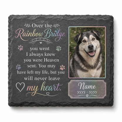 Personalized Rainbow Bridge Dog Memorial Garden Stone, Pet Loss Remembrance Gift - Image 1 | VNMGSREPR1-6IN-EHIEU_AI_0491 VNMGSREPR1-8IN-EHIEU_AI_0491