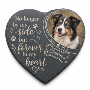 Personalized Heart-Shaped Pet Memorial Garden Stone with Photo for Dog Loss - Image 1