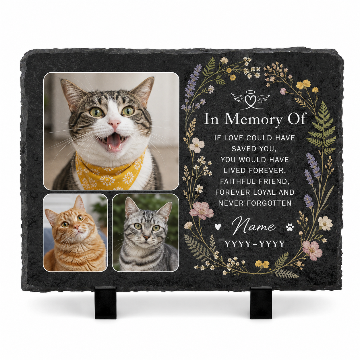 Personalized Cat Memorial Garden Stone Custom Photo Slate Pet Sympathy Gift - Image 1 | VNMGSREPR1-6IN-EHIEU_AI_0434 VNMGSREPR1-8IN-EHIEU_AI_0434
