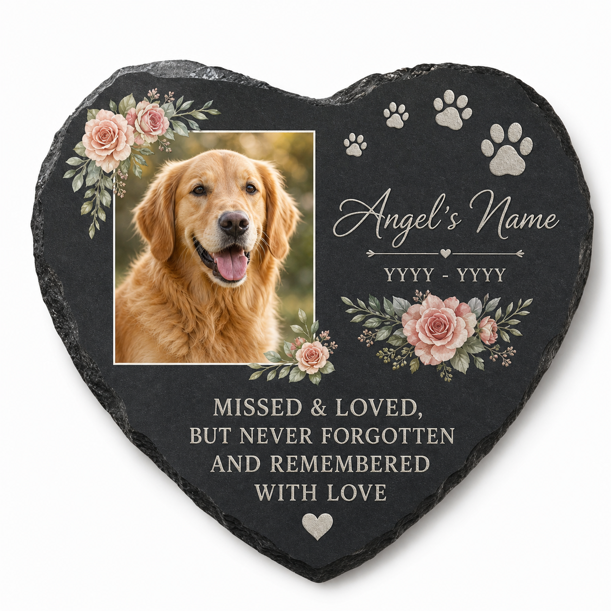 Personalized Dog Photo Memorial Garden Stone – Pet Loss Remembrance Gift - Image 1 | VNMGSREPR1-6IN-EHIEU_AI_0486 VNMGSREPR1-8IN-EHIEU_AI_0486